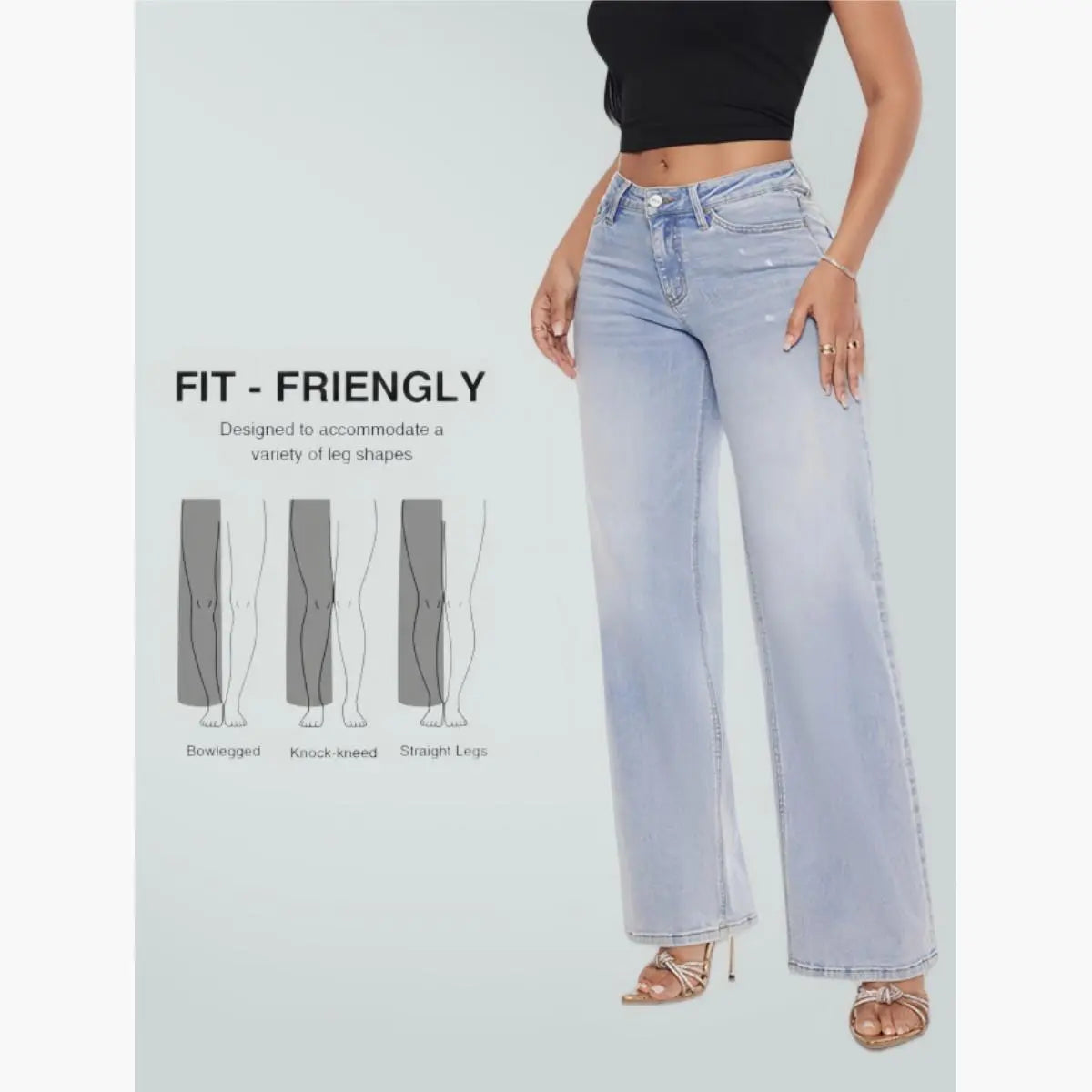 ⏰Limited-time big sale 💥High Rise Vintage Wash Straight Leg Jeans