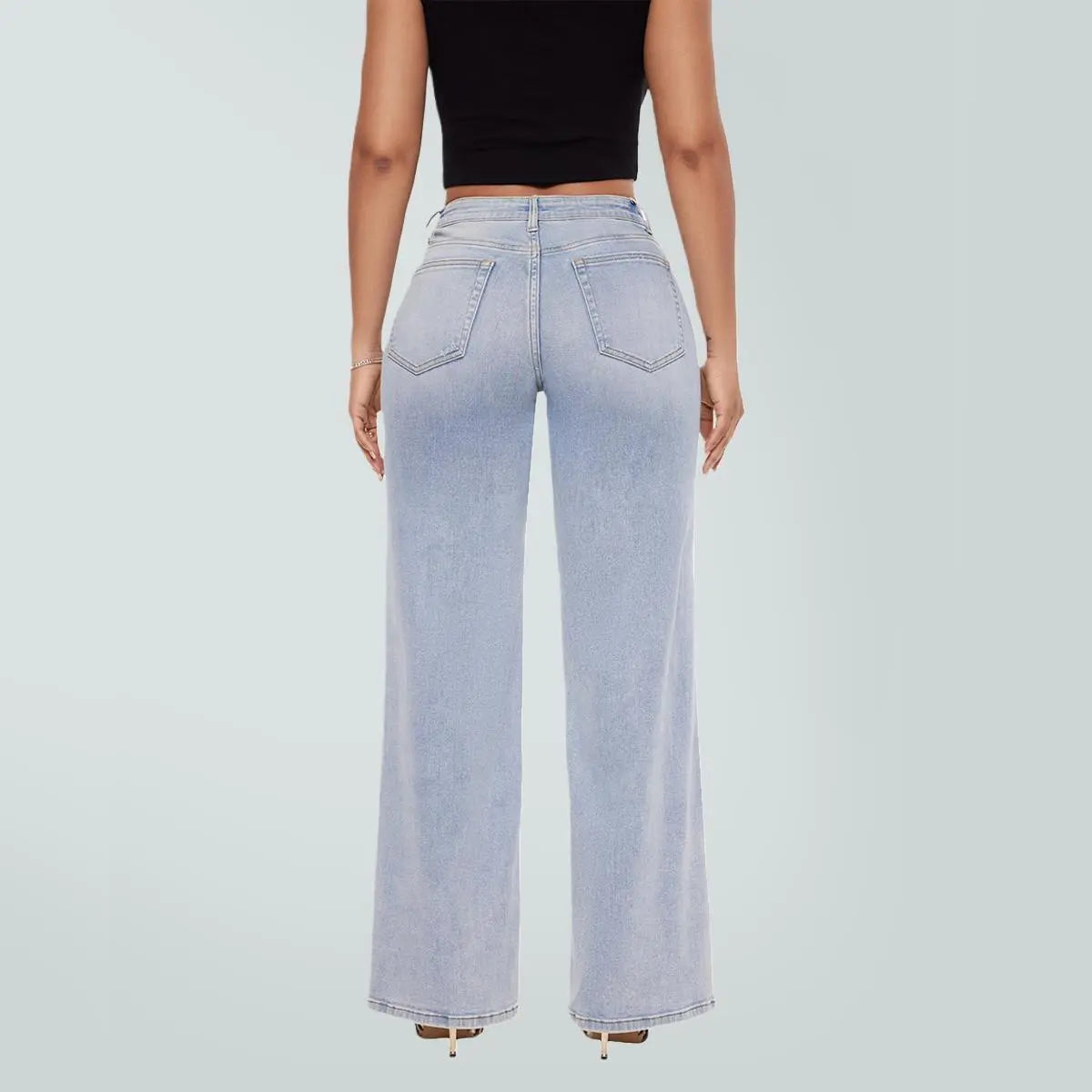 ⏰Limited-time big sale 💥High Rise Vintage Wash Straight Leg Jeans