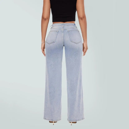 ⏰Limited-time big sale 💥High Rise Vintage Wash Straight Leg Jeans