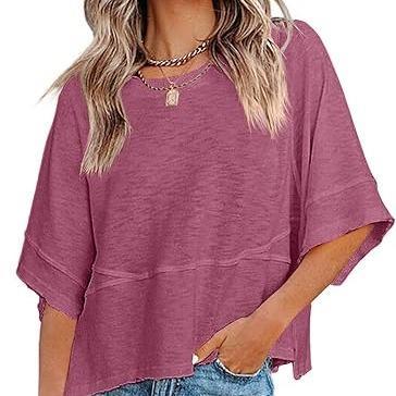 🔥 LIMITED TIME CLEARANCE! Women's Oversized Batwing Sleeve T-Shirt  ⚡