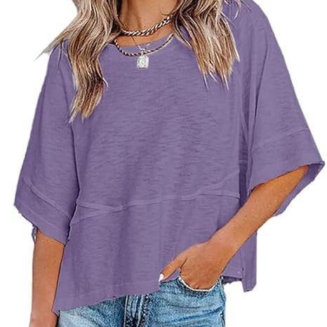 🔥 LIMITED TIME CLEARANCE! Women's Oversized Batwing Sleeve T-Shirt  ⚡