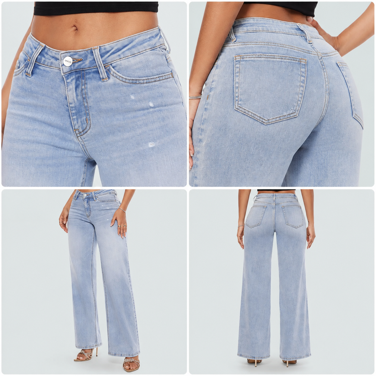 ⏰Limited-time big sale 💥High Rise Vintage Wash Straight Leg Jeans