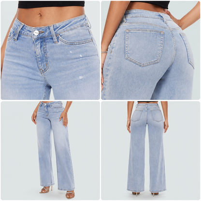 ⏰Limited-time big sale 💥High Rise Vintage Wash Straight Leg Jeans