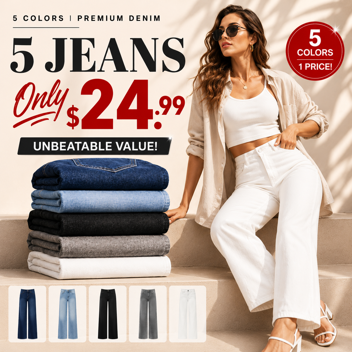 ⏰Limited-time big sale 💥High Rise Vintage Wash Straight Leg Jeans