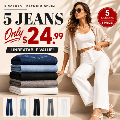 ⏰Limited-time big sale 💥High Rise Vintage Wash Straight Leg Jeans