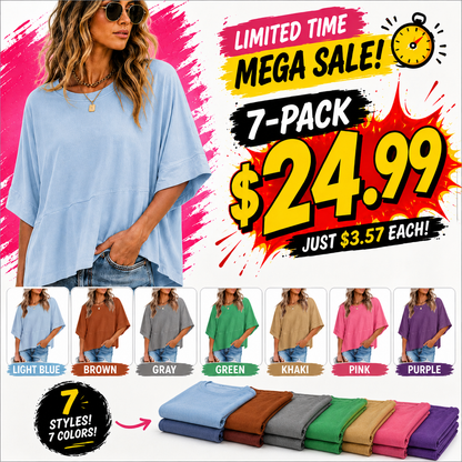🔥 LIMITED TIME CLEARANCE! Women's Oversized Batwing Sleeve T-Shirt  ⚡