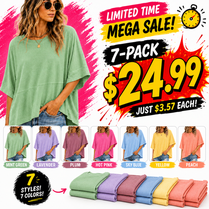 🔥 LIMITED TIME CLEARANCE! Women's Oversized Batwing Sleeve T-Shirt  ⚡