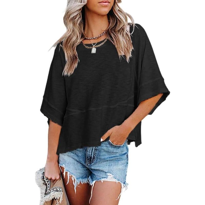 🔥 LIMITED TIME CLEARANCE! Women's Oversized Batwing Sleeve T-Shirt  ⚡