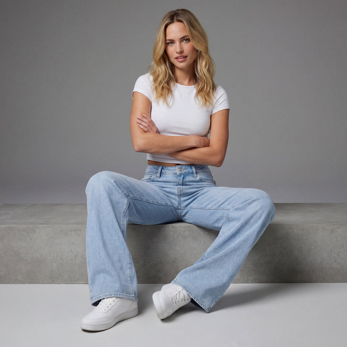 ⏰Limited-time big sale 💥High Rise Vintage Wash Straight Leg Jeans