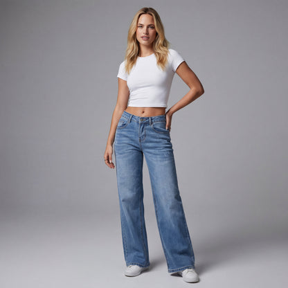 ⏰Limited-time big sale 💥High Rise Vintage Wash Straight Leg Jeans